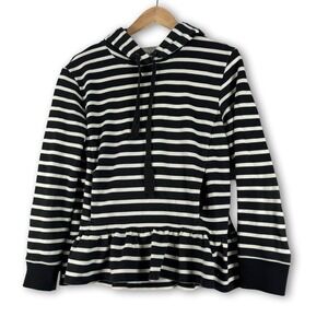 Kate Spade Womens Broome Street Striped B&W Sweatshirt Pullover Hoodie Sz XS